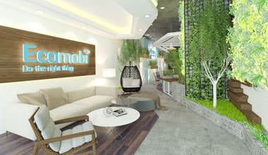 Thiết kế nội thất văn phòng Ecomobi tại tầng 3 tòa nhà Golden Place Mễ Trì